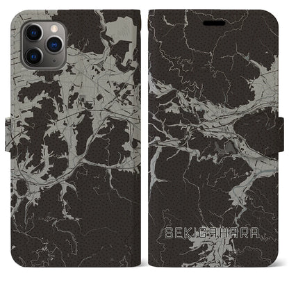 【関ケ原（岐阜県）】地図柄iPhoneケース（手帳タイプ）モノトーン・iPhone 11 Pro Max 用