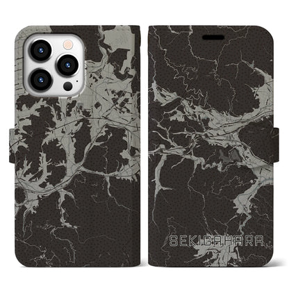 【関ケ原（岐阜県）】地図柄iPhoneケース（手帳タイプ）モノトーン・iPhone 13 Pro 用