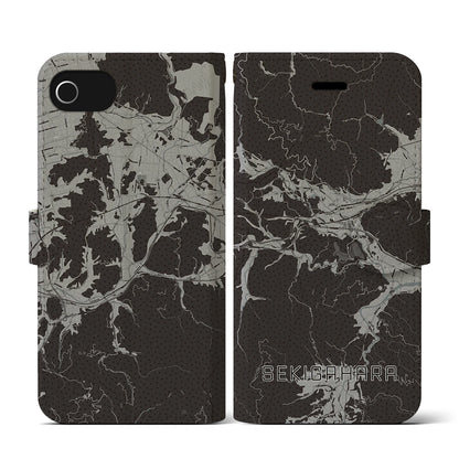 【関ケ原（岐阜県）】地図柄iPhoneケース（手帳タイプ）モノトーン・iPhone SE（第3 / 第2世代） / 8 / 7 / 6s / 6 用