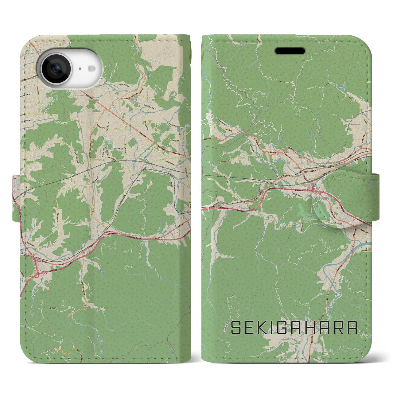 【関ケ原（岐阜県）】地図柄iPhoneケース（手帳タイプ）