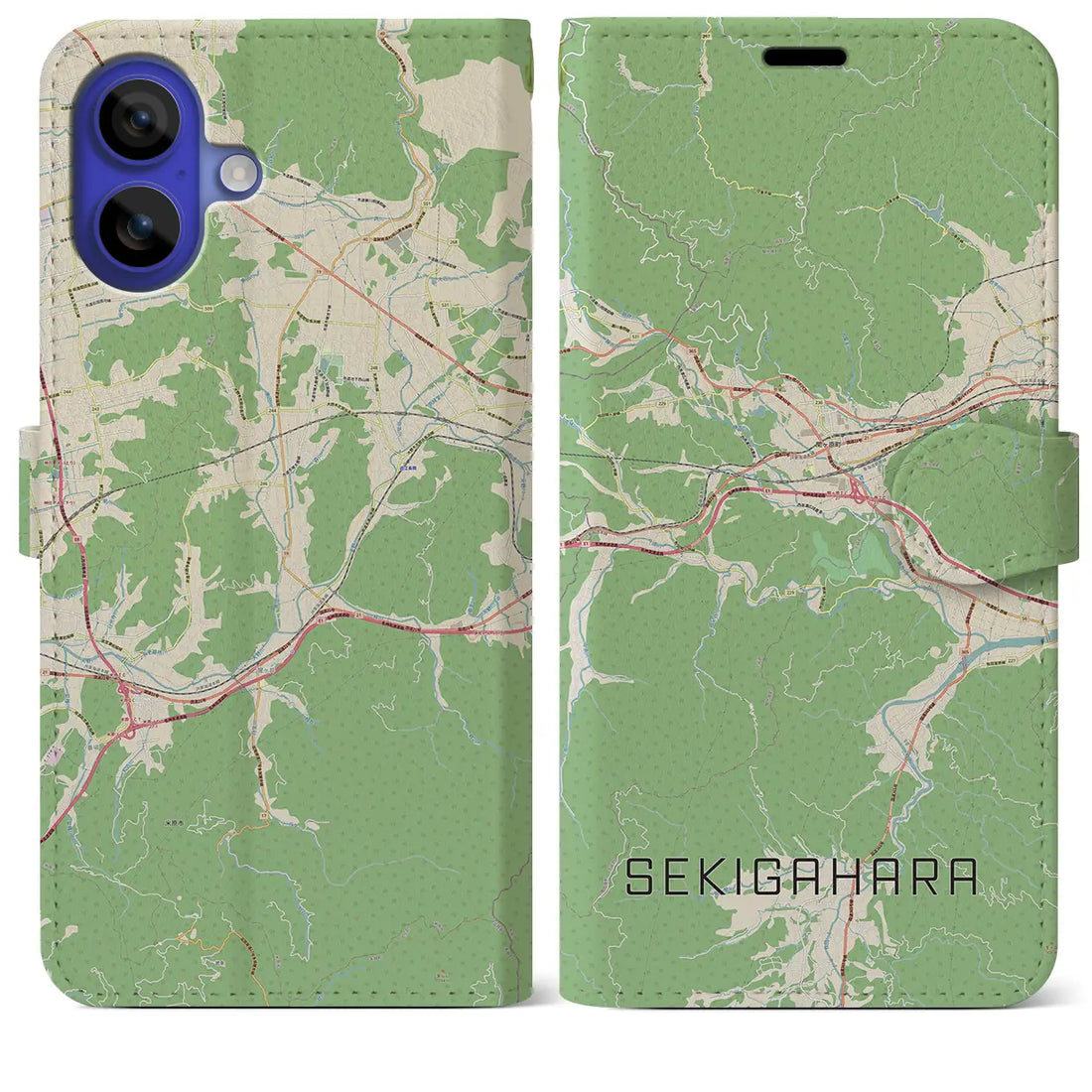 【関ケ原（岐阜県）】地図柄iPhoneケース（手帳タイプ）ナチュラル・iPhone 16 Pro Max 用