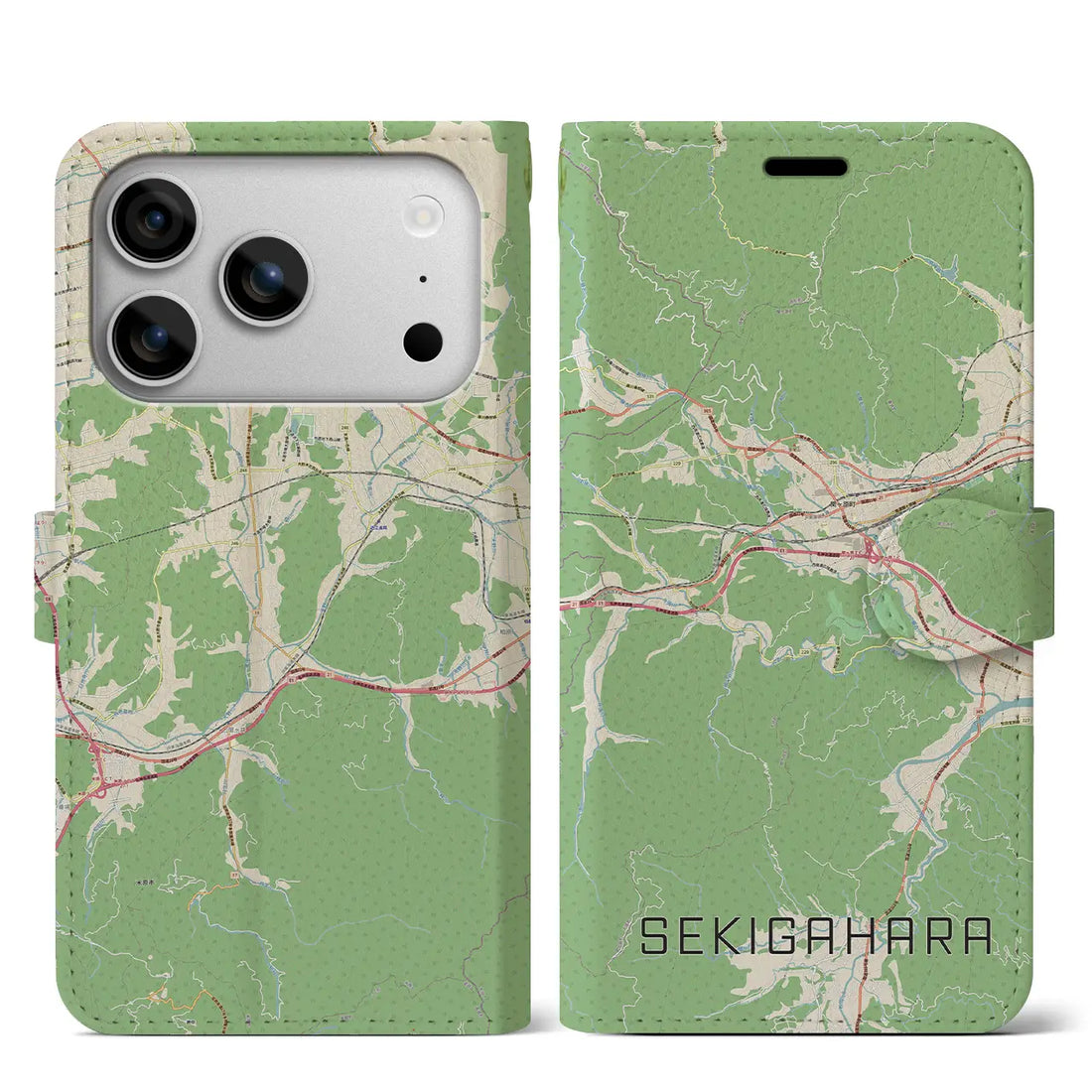 【関ケ原(岐阜県)】地図柄iPhoneケース(手帳タイプ)モノトーン・iPhone 17 Pro Max 用