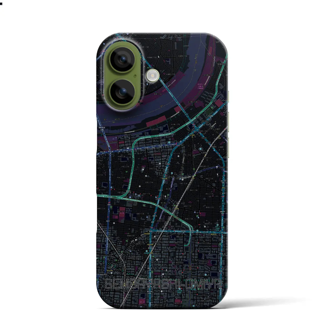 【千林大宮（大阪府）】地図柄iPhoneケース（バックカバータイプ）