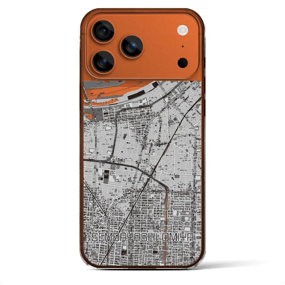 【千林大宮（大阪府）】地図柄iPhoneケース（クリアタイプ）