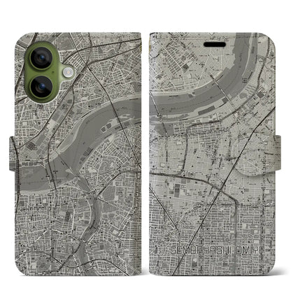 【千林大宮（大阪府）】地図柄iPhoneケース（手帳タイプ）