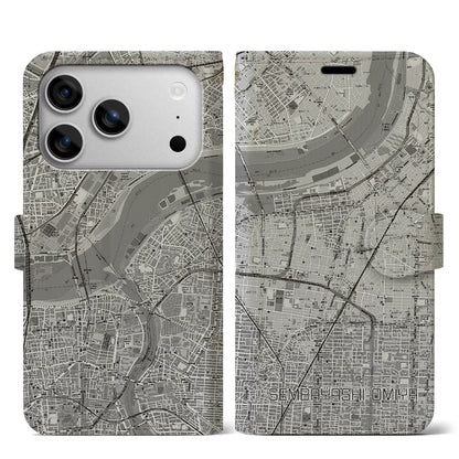 【千林大宮（大阪府）】地図柄iPhoneケース（手帳タイプ）