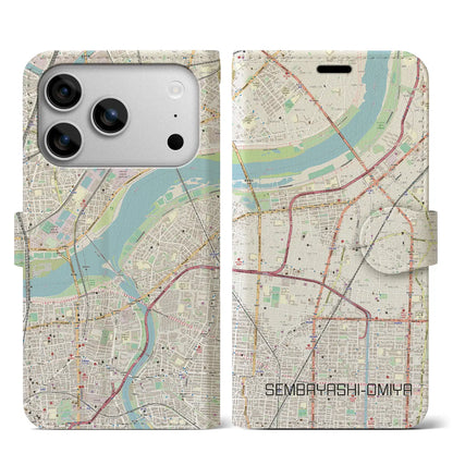 【千林大宮（大阪府）】地図柄iPhoneケース（手帳タイプ）