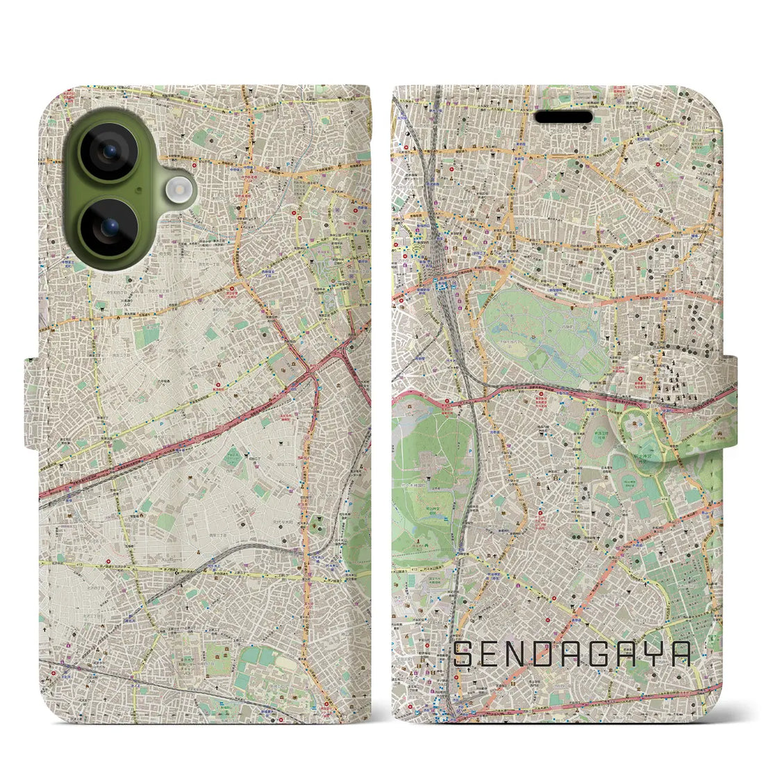 【千駄ケ谷(東京都)】地図柄iPhoneケース(手帳タイプ)モノトーン・iPhone 17 Pro Max 用