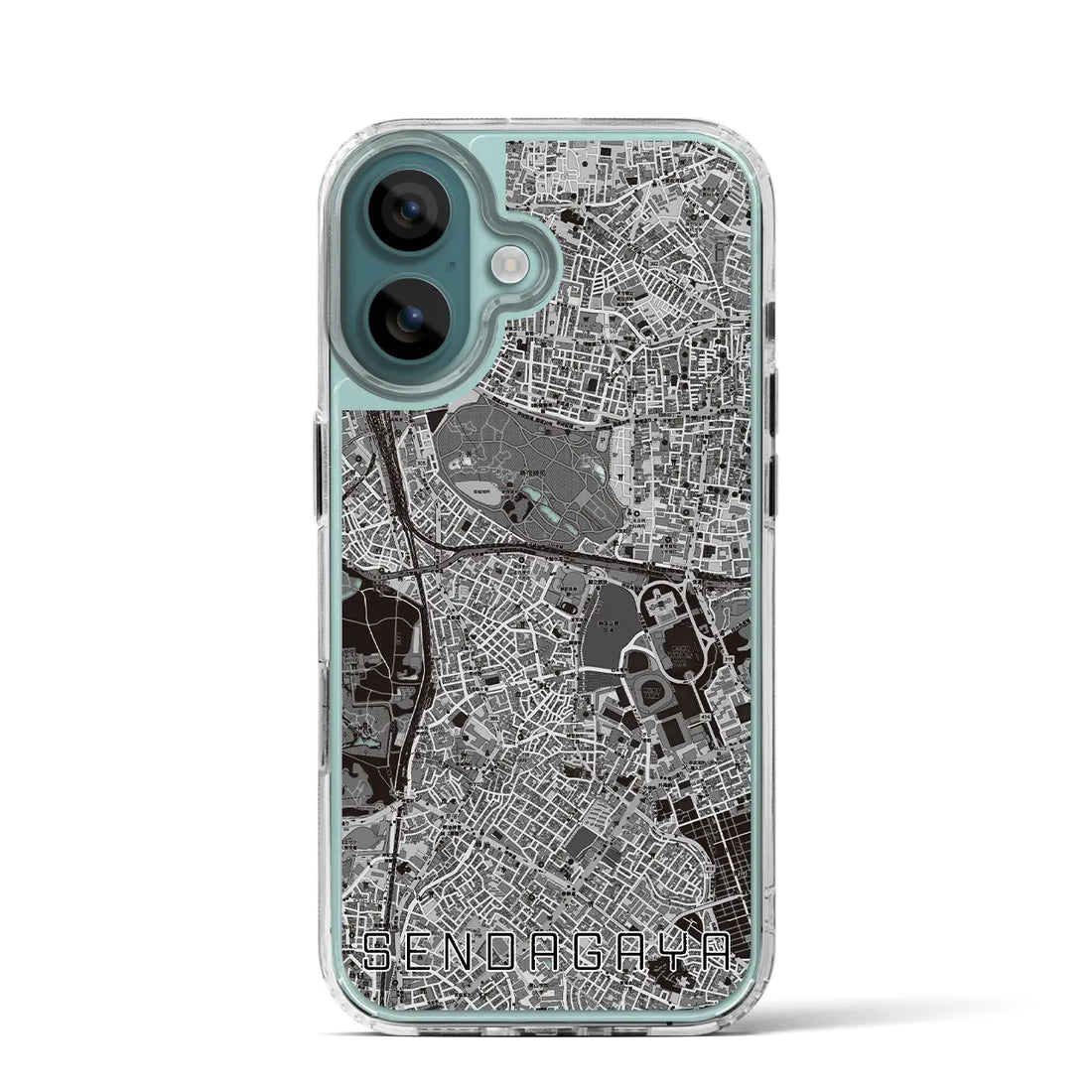 【千駄ケ谷（東京都）】地図柄iPhoneケース（MagSafeタイプ）モノトーン・iPhone 16 Pro 用