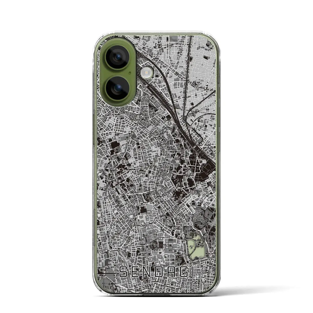 【千駄木(東京都)】地図柄iPhoneケース(クリアタイプ)モノトーン・iPhone 17 Pro Max 用