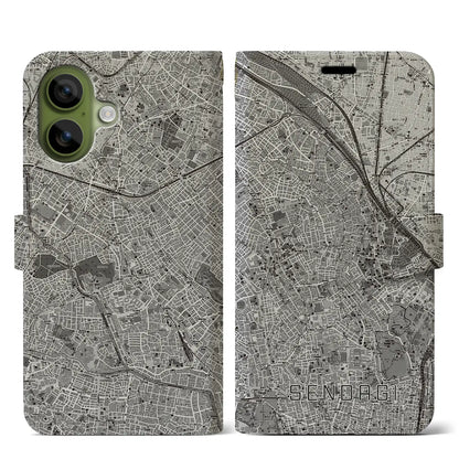 【千駄木（東京都）】地図柄iPhoneケース（手帳タイプ）