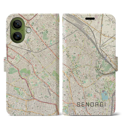 【千駄木（東京都）】地図柄iPhoneケース（手帳タイプ）