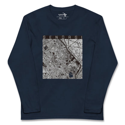 【千駄木（東京都）】地図柄ロングスリーブTシャツ