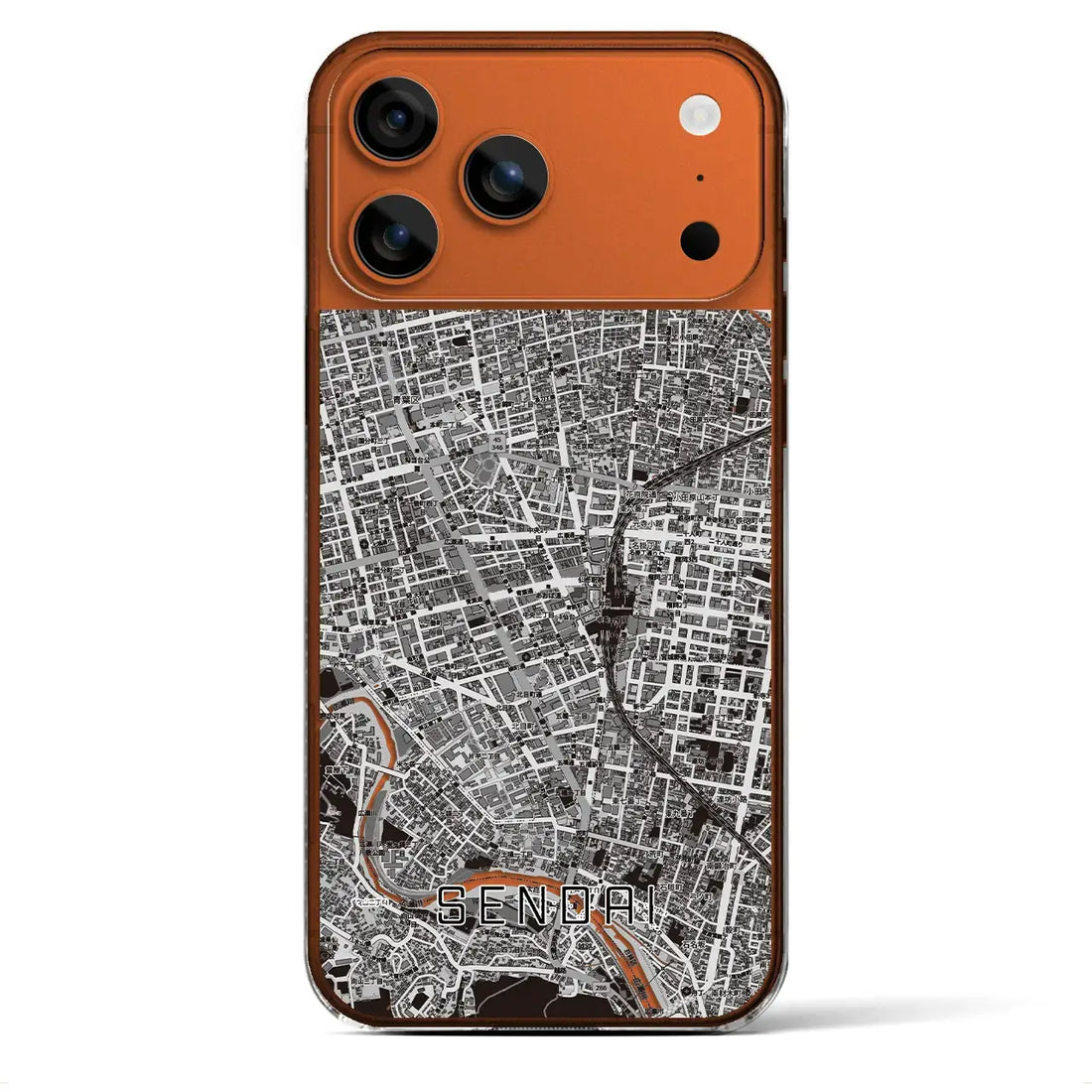 【仙台2(宮城県)】地図柄iPhoneケース(クリアタイプ)モノトーン・iPhone 17 Pro Max 用