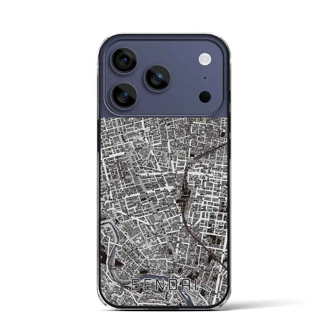 【仙台2（宮城県）】地図柄iPhoneケース（クリアタイプ）モノトーン・iPhone 17 Pro Max 用