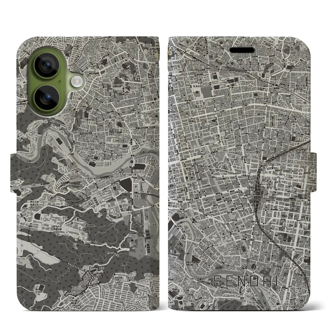 【仙台2（宮城県）】地図柄iPhoneケース（手帳タイプ）