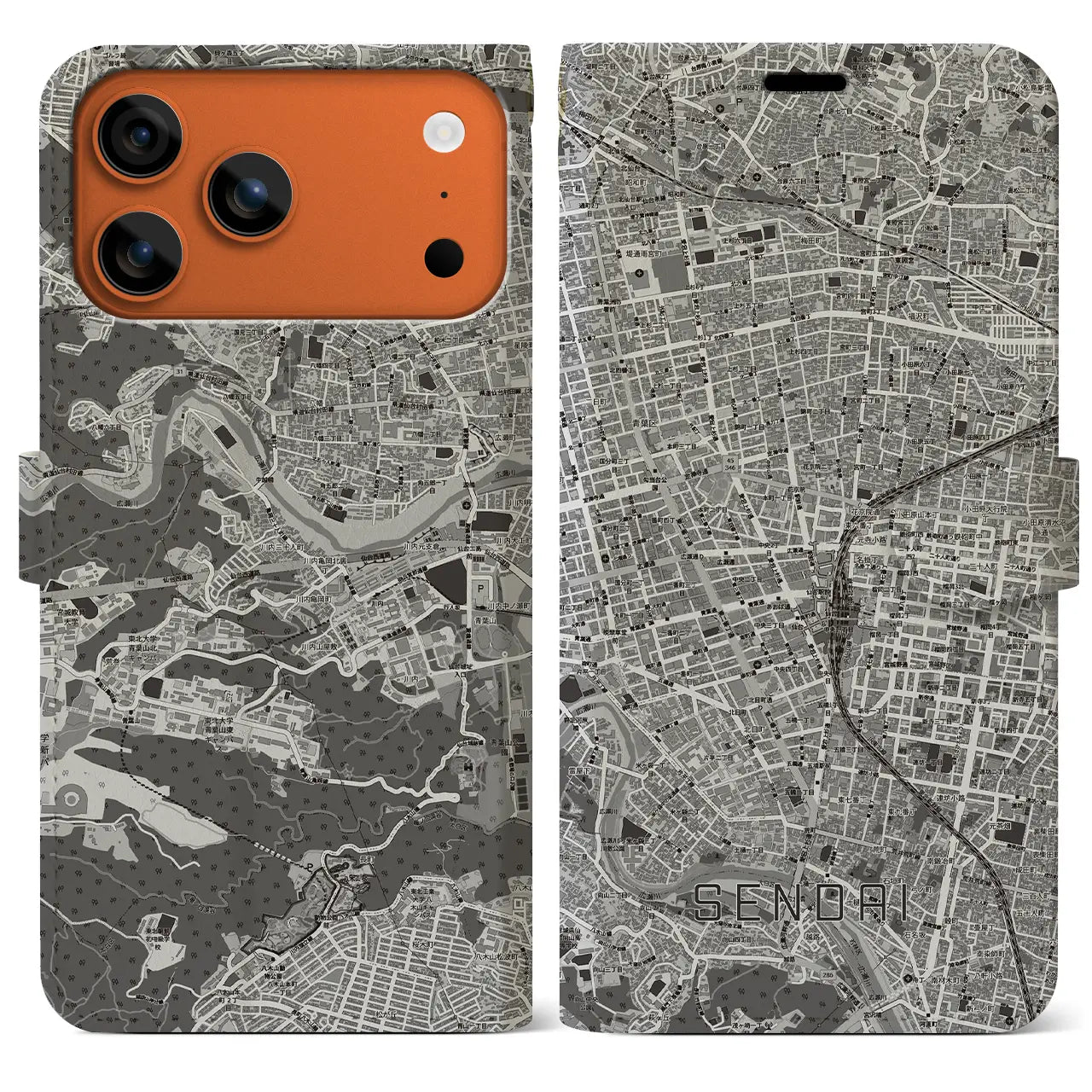 【仙台2（宮城県）】地図柄iPhoneケース（手帳タイプ）