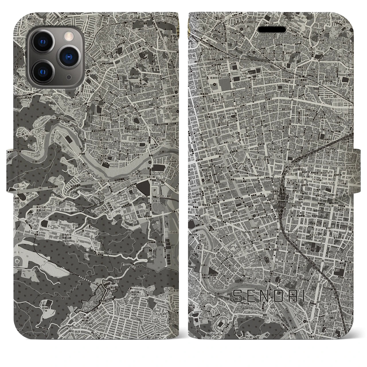 【仙台2（宮城県）】地図柄iPhoneケース（手帳タイプ）