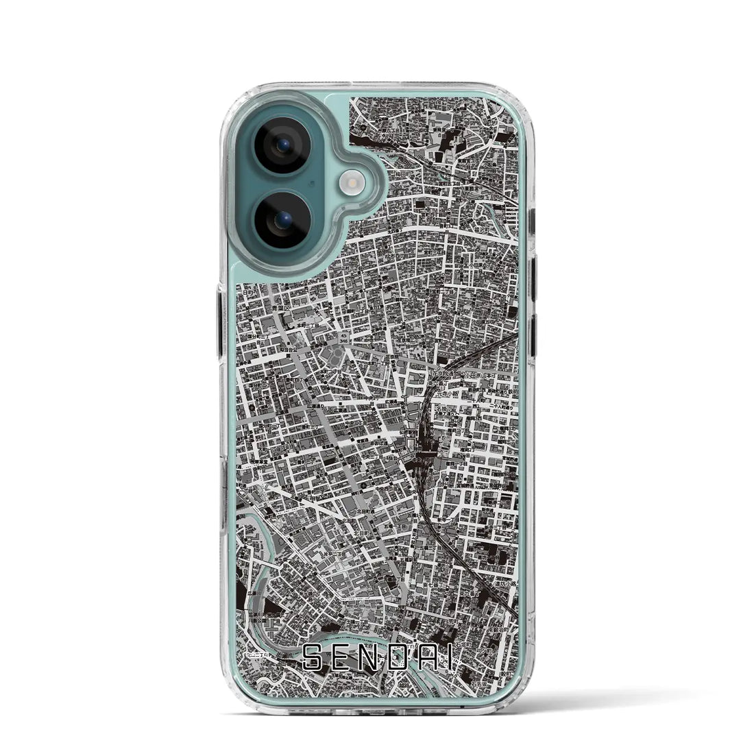 【仙台2（宮城県）】地図柄iPhoneケース（MagSafeタイプ）モノトーン・iPhone 16 Pro 用