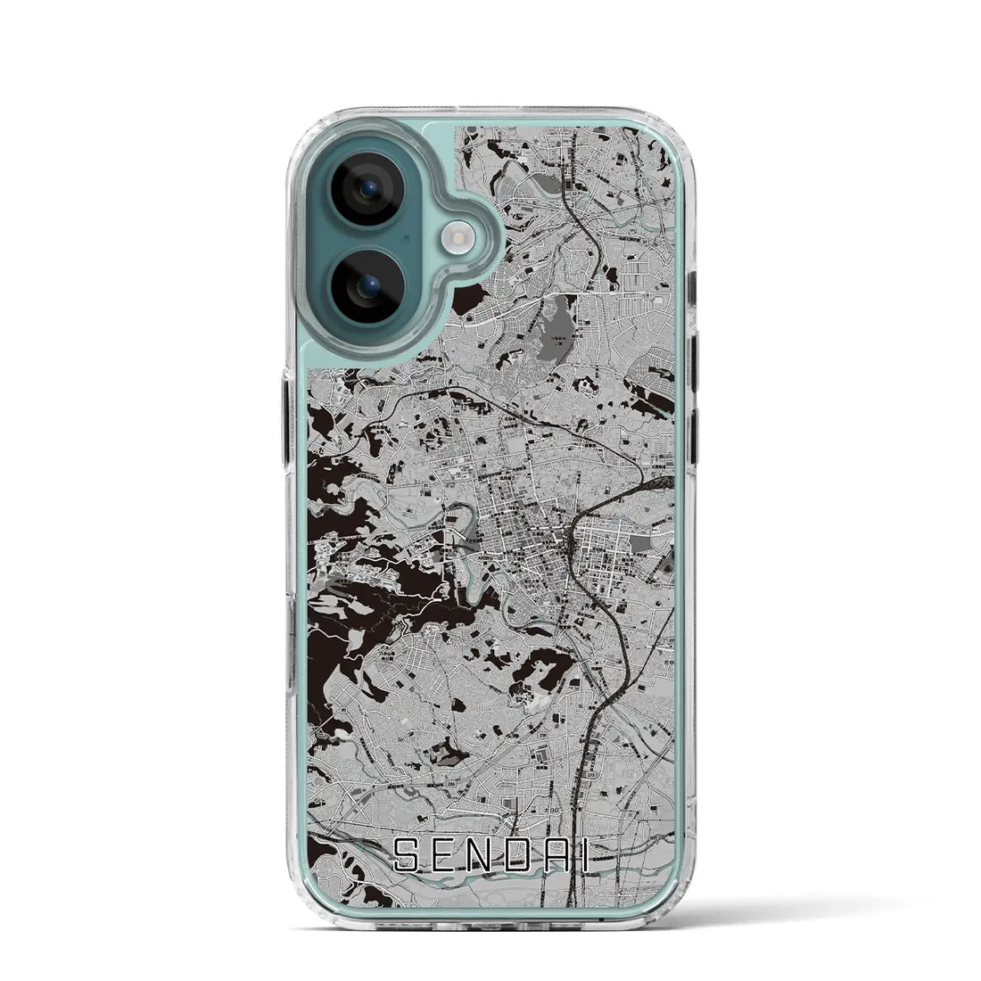 【仙台（宮城県）】地図柄iPhoneケース（MagSafeタイプ）モノトーン・iPhone 16 Pro 用
