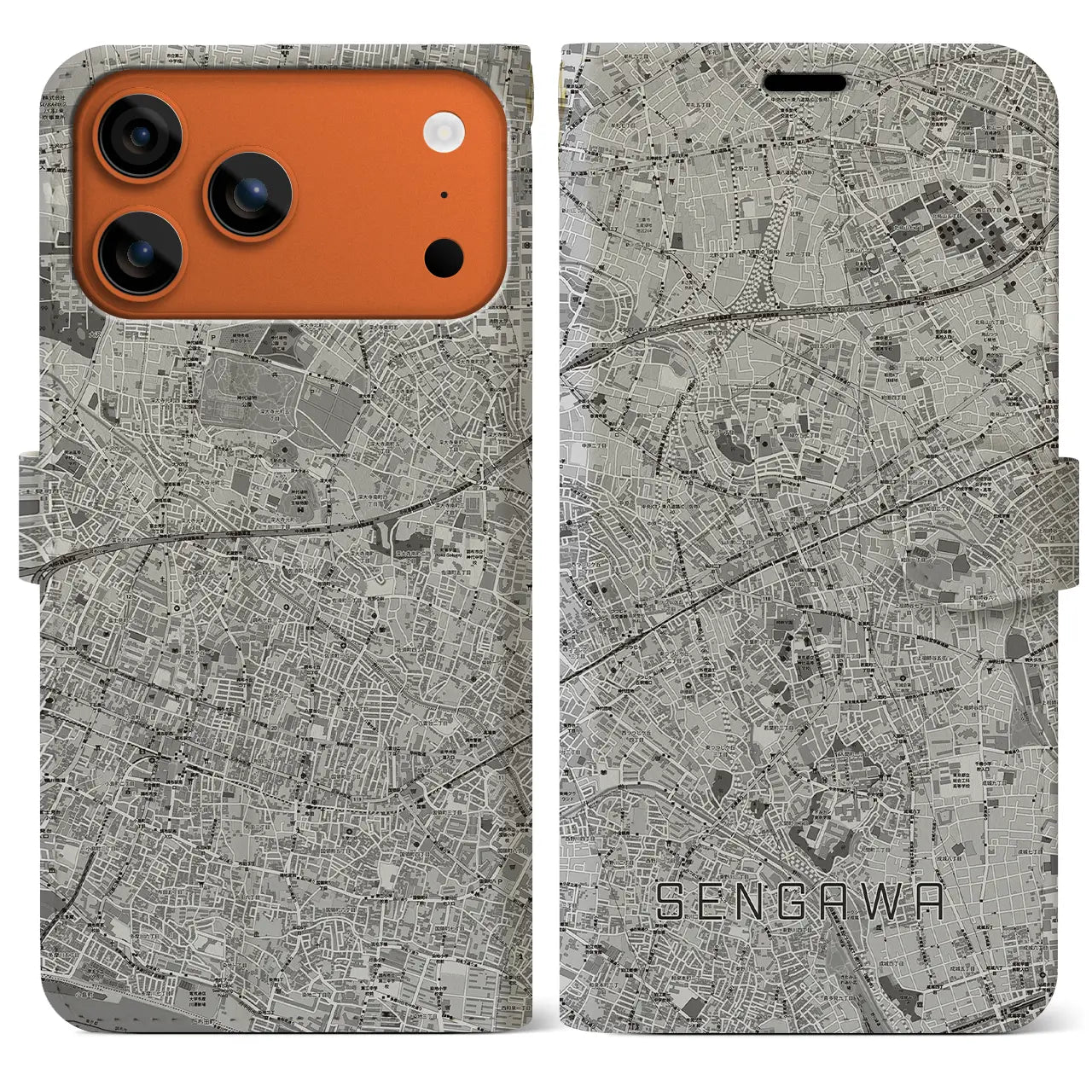 【仙川（東京都）】地図柄iPhoneケース（手帳タイプ）