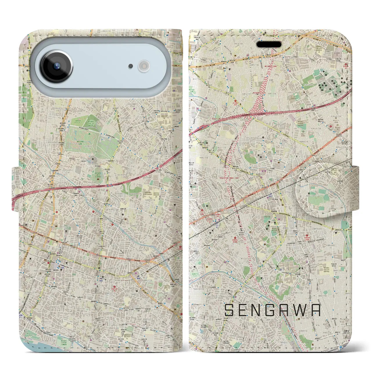 【仙川（東京都）】地図柄iPhoneケース（手帳タイプ）