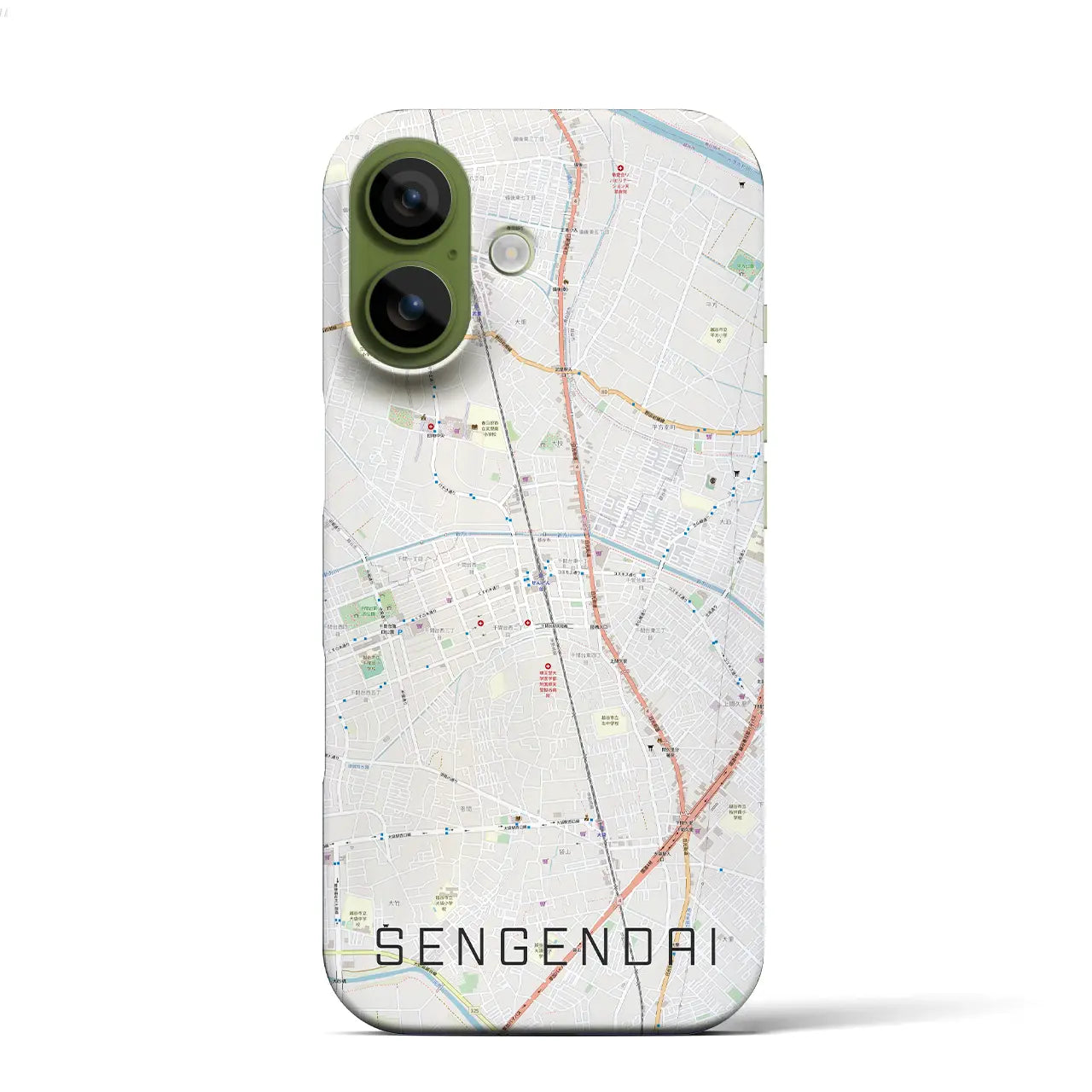 【せんげん台（埼玉県）】地図柄iPhoneケース（バックカバータイプ）