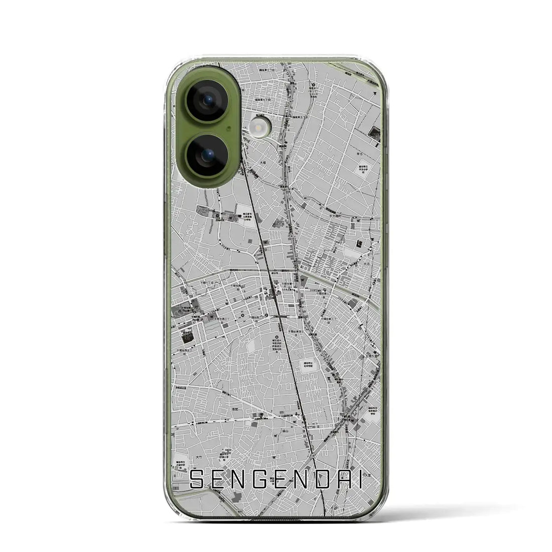 【せんげん台（埼玉県）】地図柄iPhoneケース（クリアタイプ）モノトーン・iPhone 17 Pro Max 用