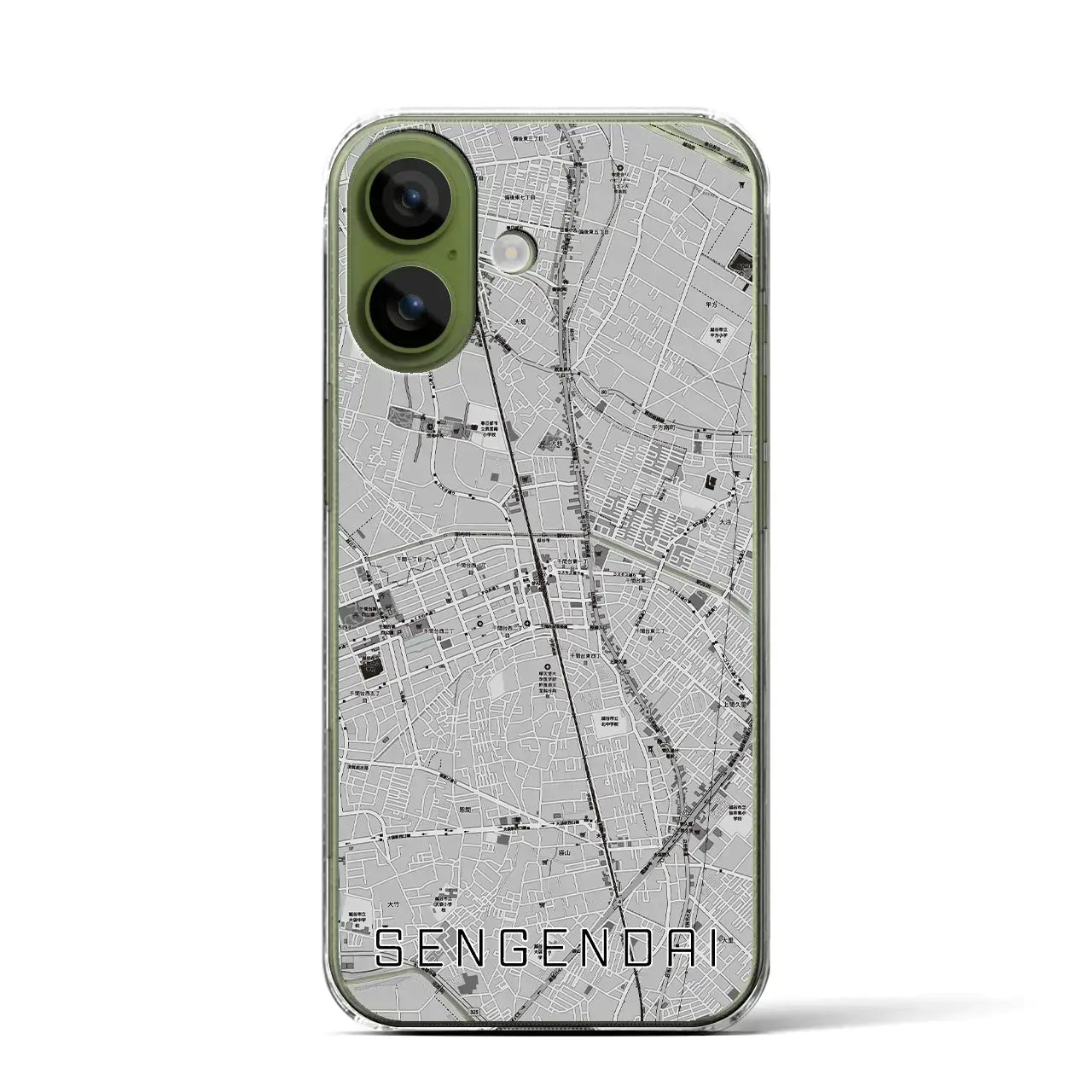 【せんげん台（埼玉県）】地図柄iPhoneケース（クリアタイプ）モノトーン・iPhone 17 Pro Max 用