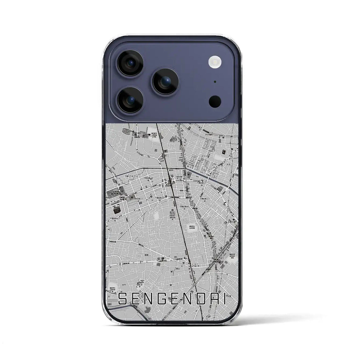 【せんげん台(埼玉県)】地図柄iPhoneケース(クリアタイプ)モノトーン・iPhone 17 Pro Max 用