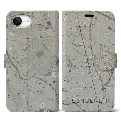 【せんげん台（埼玉県）】地図柄iPhoneケース（手帳タイプ）
