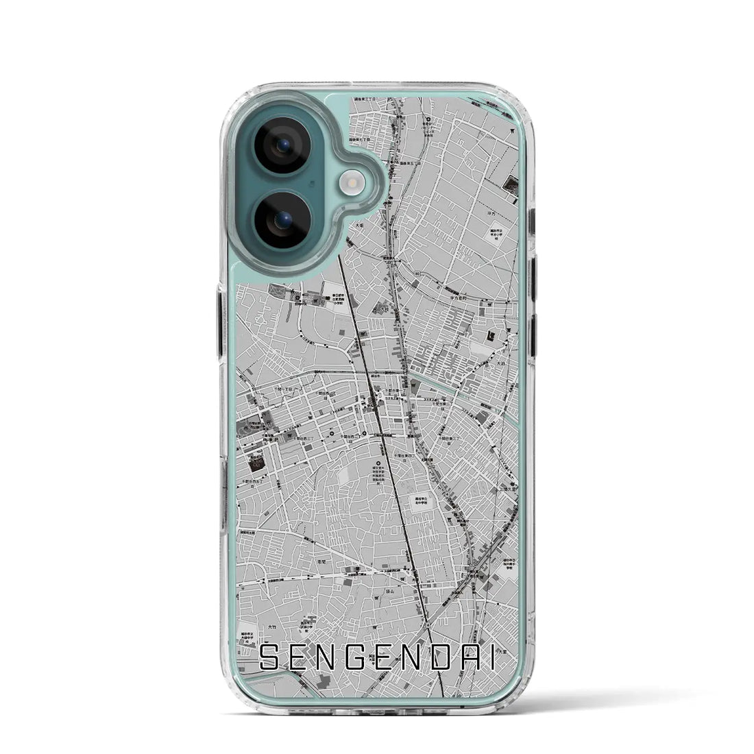 【せんげん台（埼玉県）】地図柄iPhoneケース（MagSafeタイプ）モノトーン・iPhone 16 Pro 用