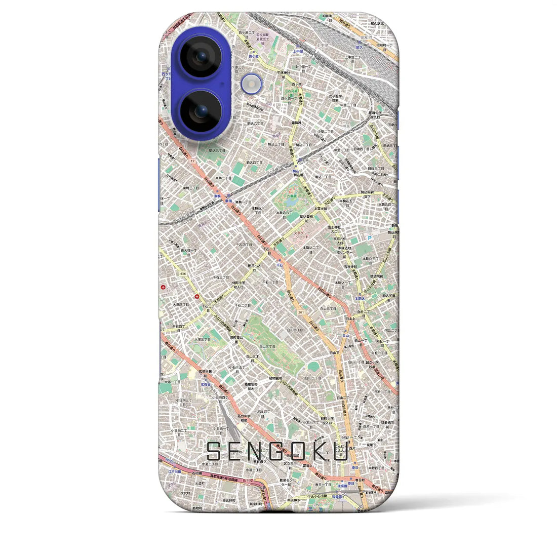 【千石(東京都)】地図柄iPhoneケース(バックカバータイプ)ブラック・iPhone 16 Pro Max 用