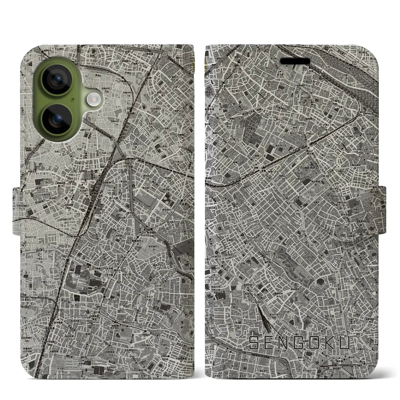 【千石（東京都）】地図柄iPhoneケース（手帳タイプ）