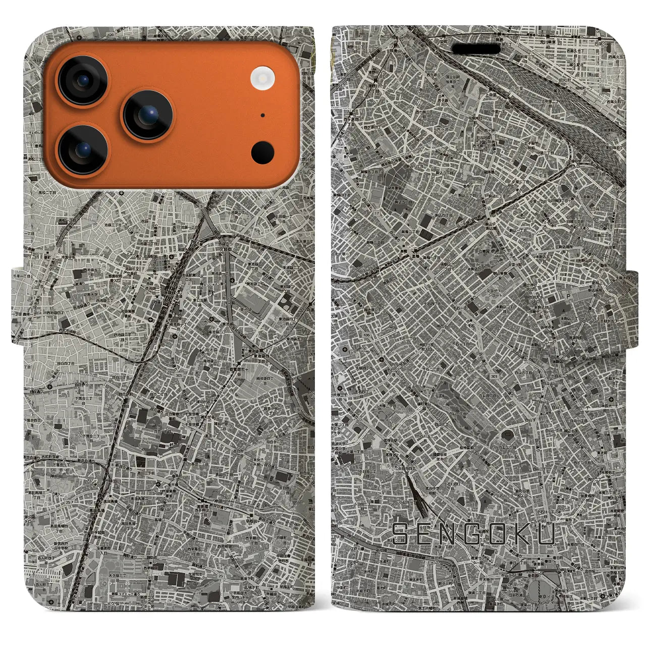 【千石（東京都）】地図柄iPhoneケース（手帳タイプ）