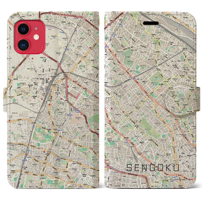 【千石（東京都）】地図柄iPhoneケース（手帳タイプ）