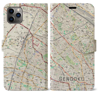 【千石（東京都）】地図柄iPhoneケース（手帳タイプ）