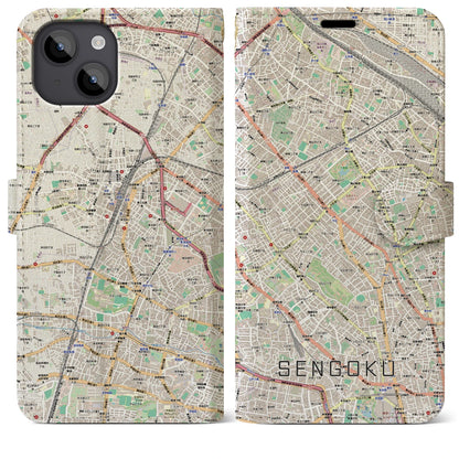 【千石（東京都）】地図柄iPhoneケース（手帳タイプ）