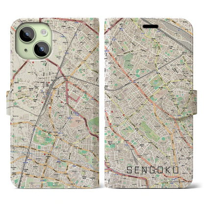 【千石（東京都）】地図柄iPhoneケース（手帳タイプ）