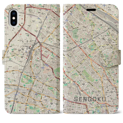 【千石（東京都）】地図柄iPhoneケース（手帳タイプ）