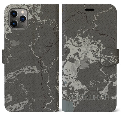 【仙石原】地図柄iPhoneケース（手帳両面タイプ・モノトーン）iPhone 11 Pro Max 用