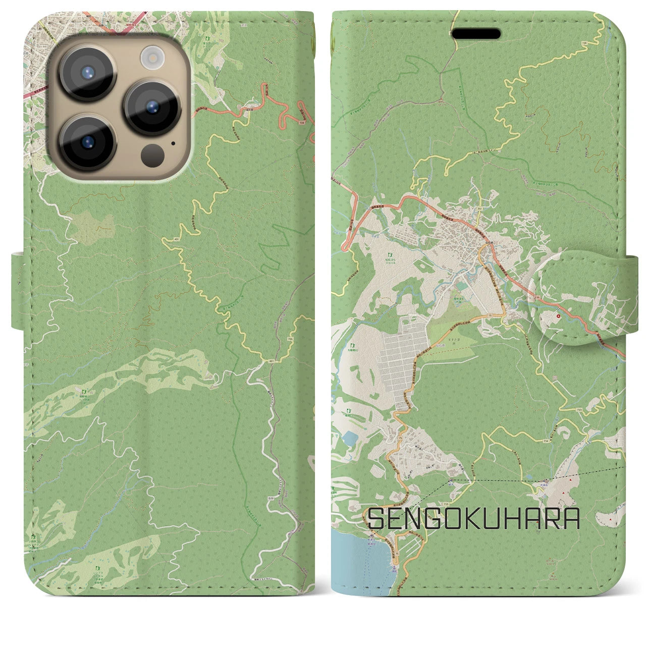 【仙石原（神奈川県）】地図柄iPhoneケース（手帳タイプ）