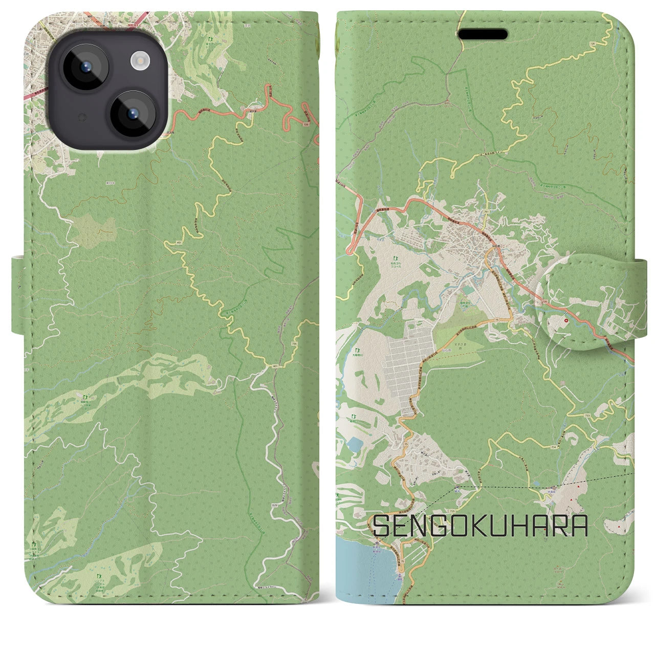 【仙石原（神奈川県）】地図柄iPhoneケース（手帳タイプ）