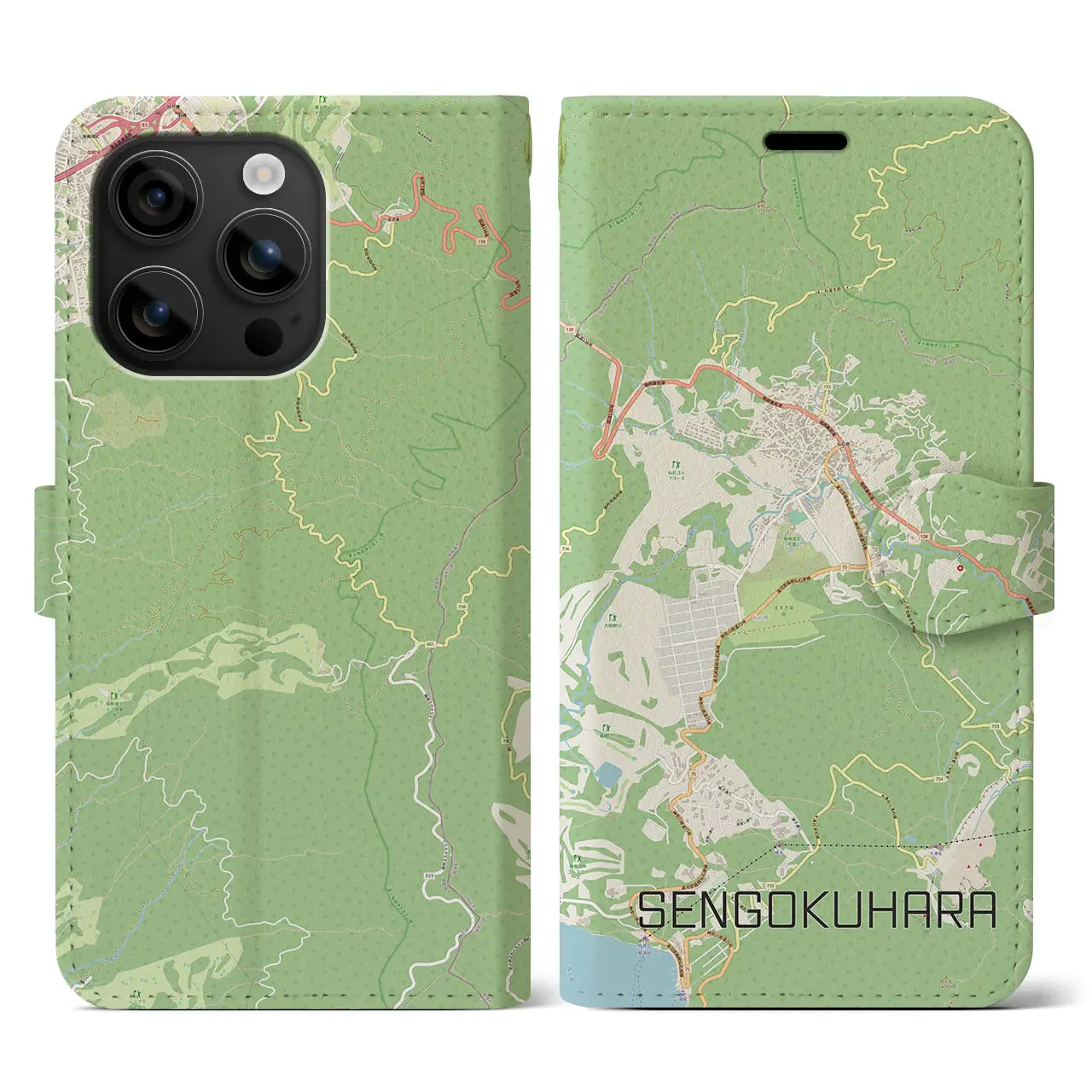 【仙石原（神奈川県）】地図柄iPhoneケース（手帳タイプ）ナチュラル・iPhone 16 用