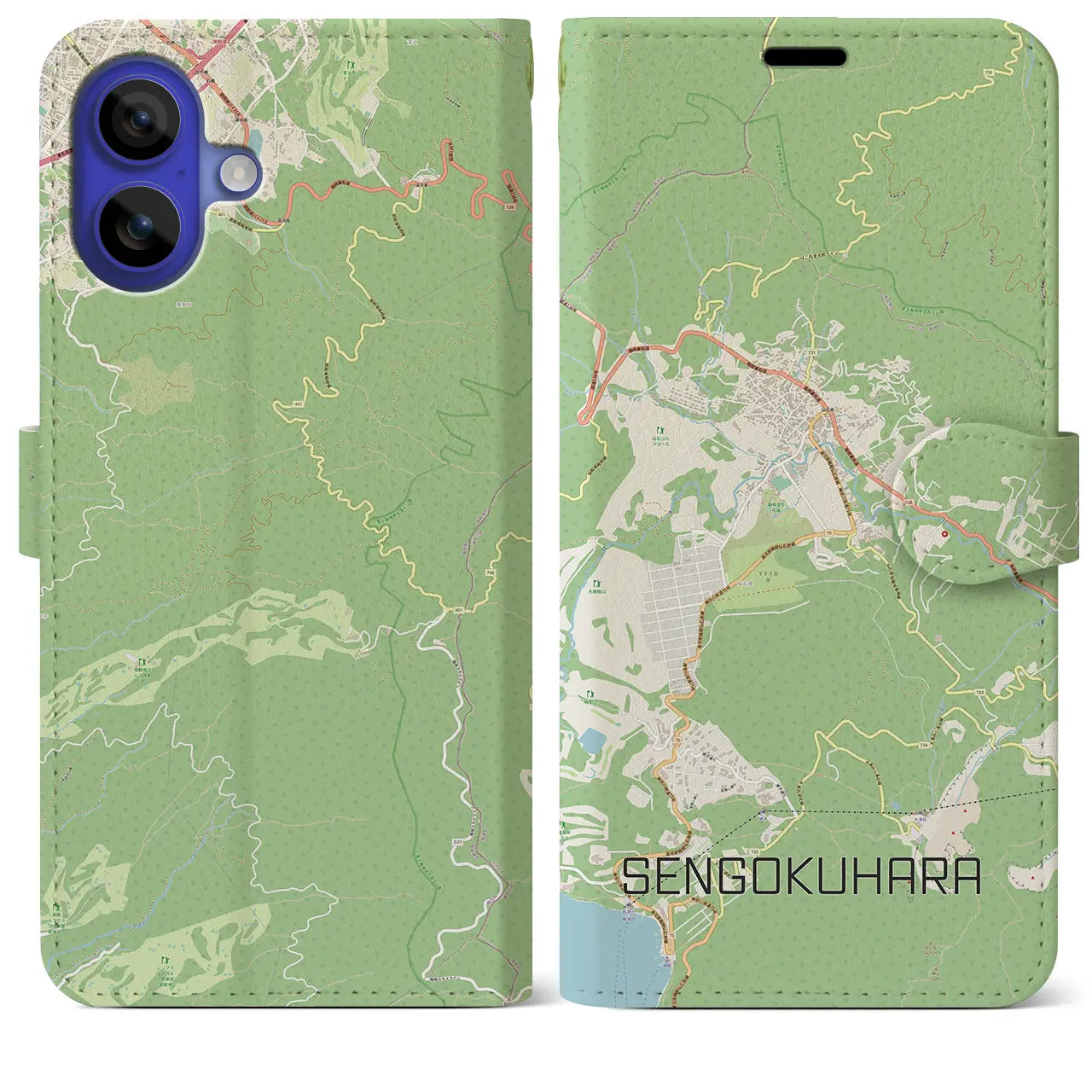 【仙石原（神奈川県）】地図柄iPhoneケース（手帳タイプ）ナチュラル・iPhone 16 Pro Max 用