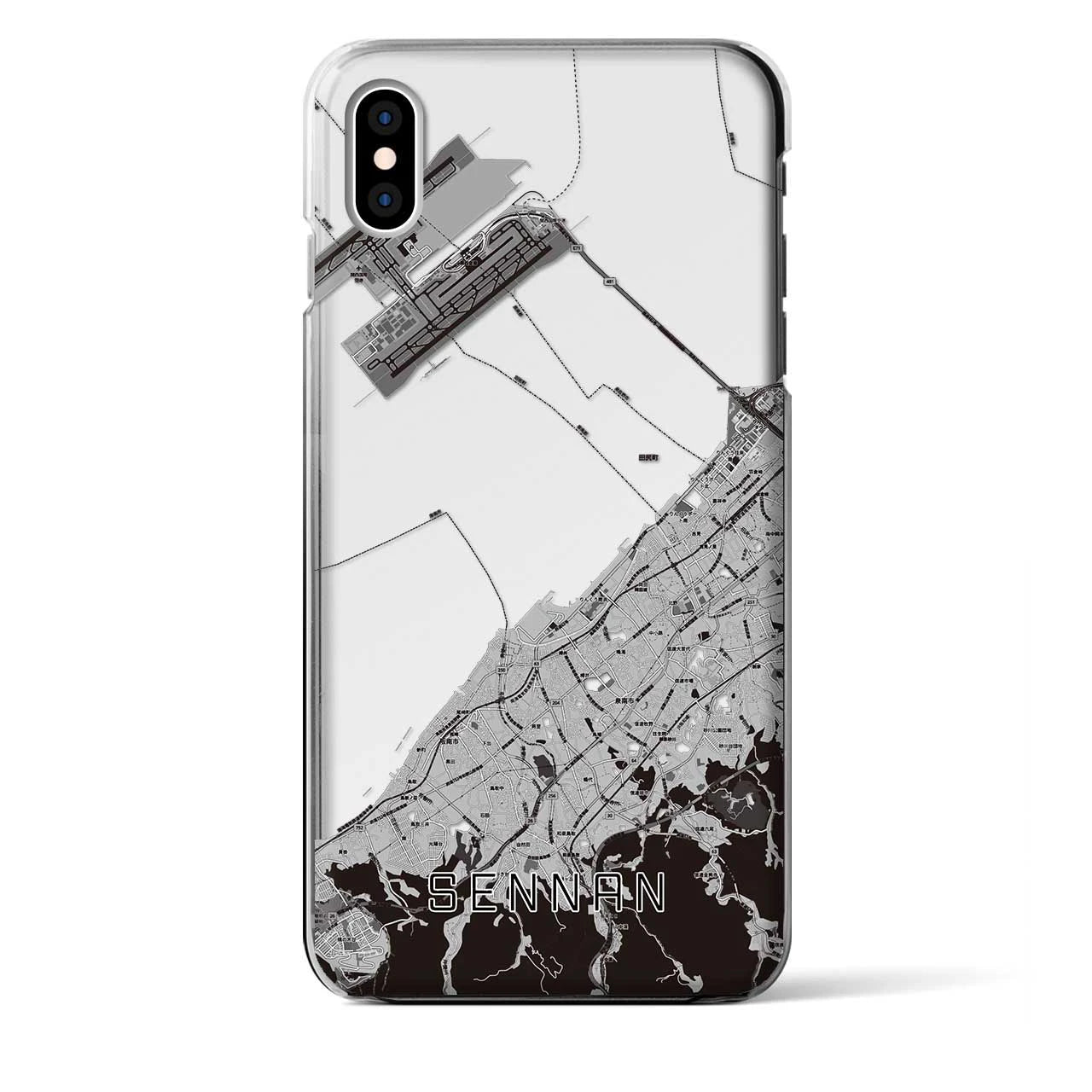 【泉南（大阪府）】地図柄iPhoneケース（クリアタイプ）モノトーン・iPhone XS Max 用