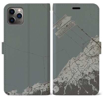 【泉南（大阪府）】地図柄iPhoneケース（手帳タイプ）モノトーン・iPhone 11 Pro Max 用