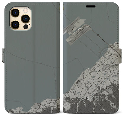 【泉南（大阪府）】地図柄iPhoneケース（手帳タイプ）モノトーン・iPhone 12 Pro Max 用