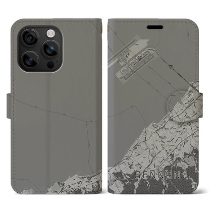 【泉南（大阪府）】地図柄iPhoneケース（手帳タイプ）モノトーン・iPhone 16 用