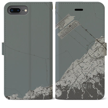 【泉南（大阪府）】地図柄iPhoneケース（手帳タイプ）モノトーン・iPhone 8Plus /7Plus / 6sPlus / 6Plus 用